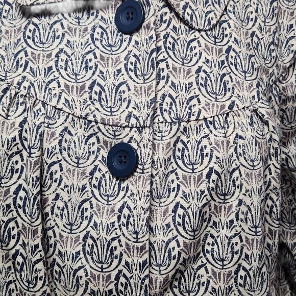 Sonoma Life + Style button front jacket blue grey print large cotton new - Picture 2 of 8